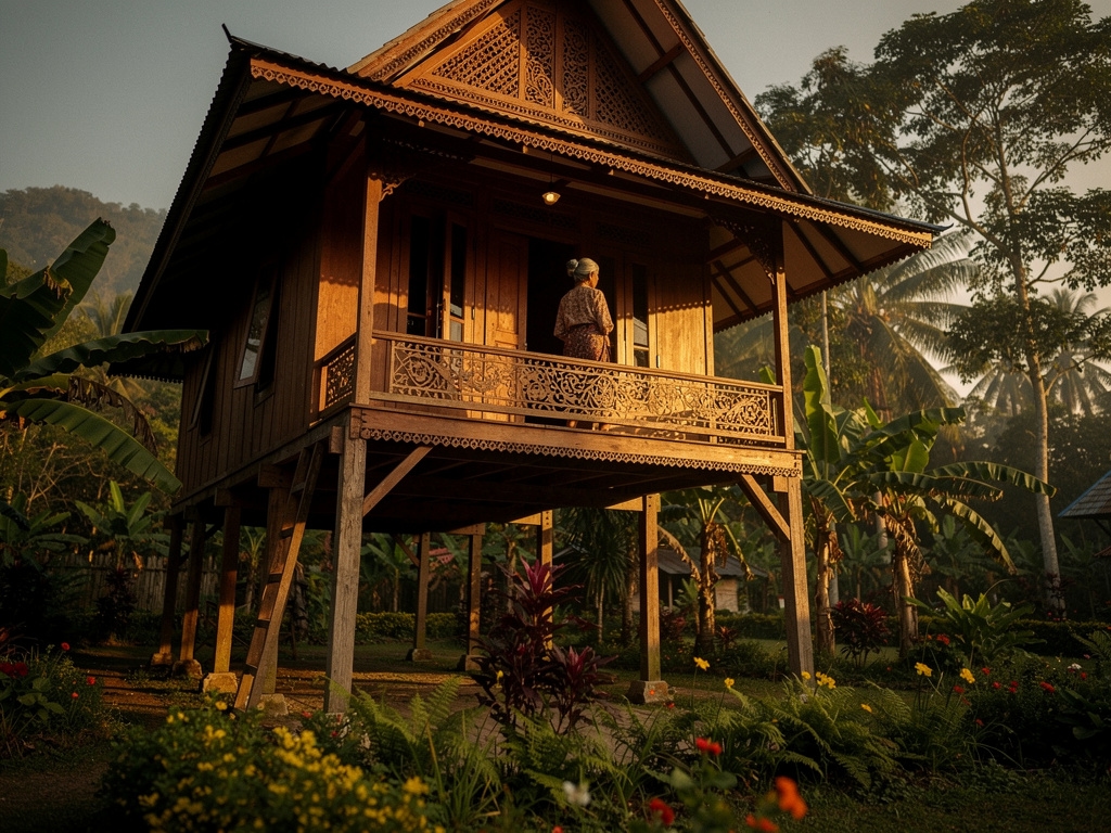 Rumah panggung Bugis berusia ratusan tahun dengan ukiran kayu tradisional yang masih utuh