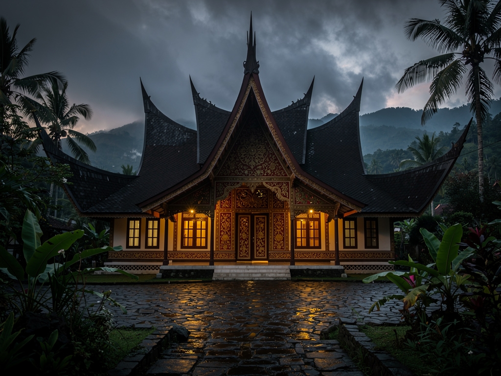 Rumah Gadang Minangkabau di Sumatera Barat yang dijadikan penginapan